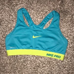 Nike Pro Turquoise & Lime Green Sports Bra